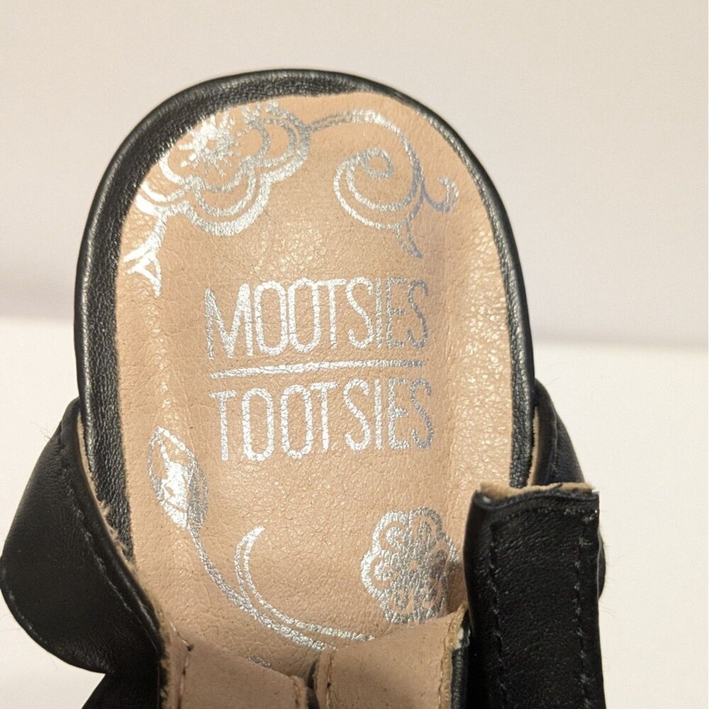 Mootsies Tootsies Black Slingback Open Toe Block Heel Ankle Strap 8M Career - Picture 5 of 10